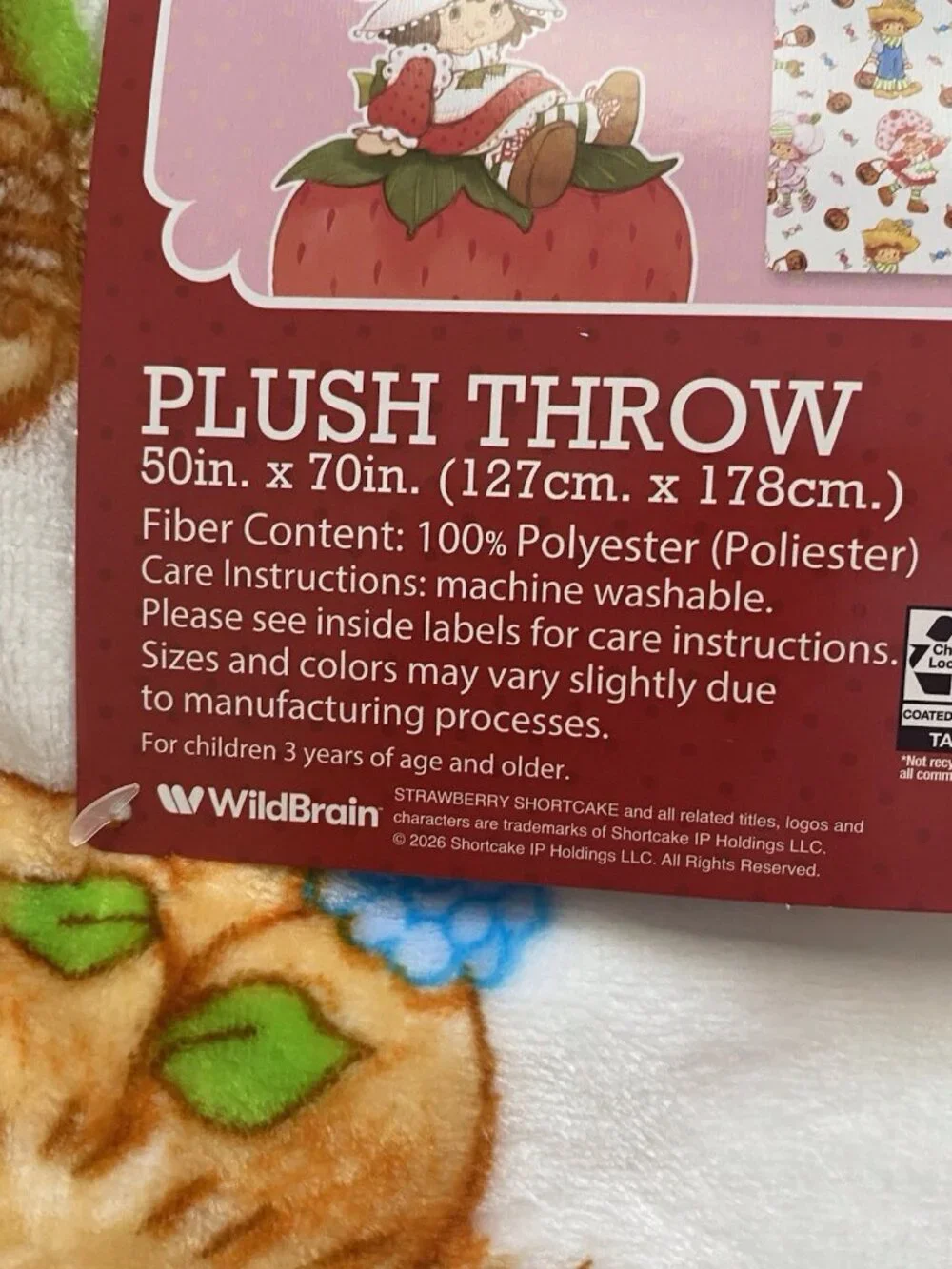 Strawberry Shortcake Huckleberry Pie Raspberry Tart Halloween Throw‎ Blanket NEW